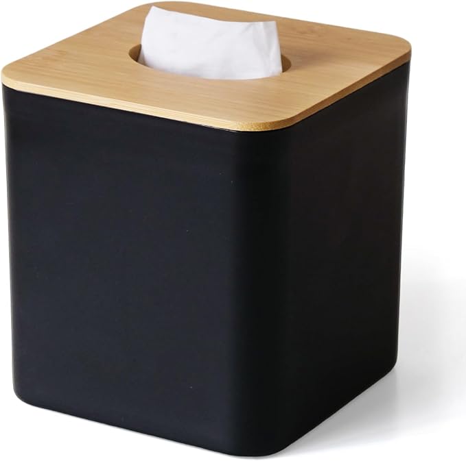 Black Tissue Box Cover, Square Tissue Box Holder by S310