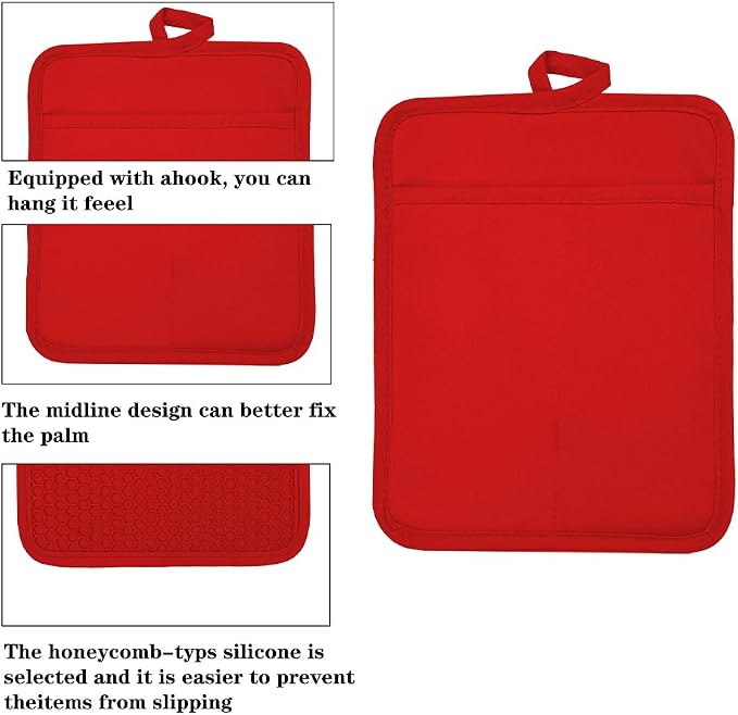 Oven Pot Holder with Pocket Cotton Heat Resistant Coaster Potholder Kitchen Hot - Image 3