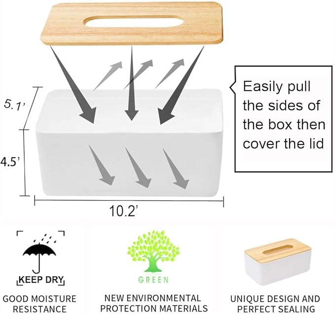 Wood Tissue Box Cover Gloves Box Holder Wooden Rectangular Tissue Box Holder - Image 3