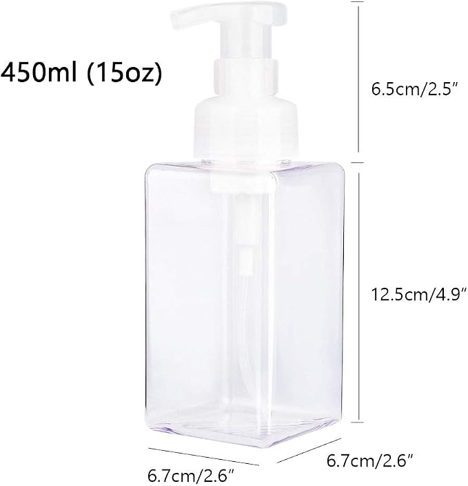 UUJOLY Foaming Soap Dispenser, 450ml Refillable Pump Bottle Plastic - Image 6