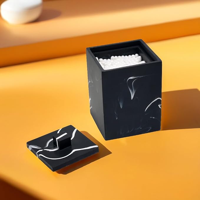 Cotton Swab Canister with Lid, Resin Bathroom Containers Canister Cotton Ball - Image 7