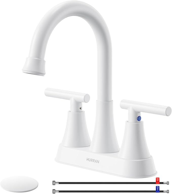 Bathroom Faucets for Sink 3 Hole, Hurran 4 inch Bathroom Sink Faucet by Hurran