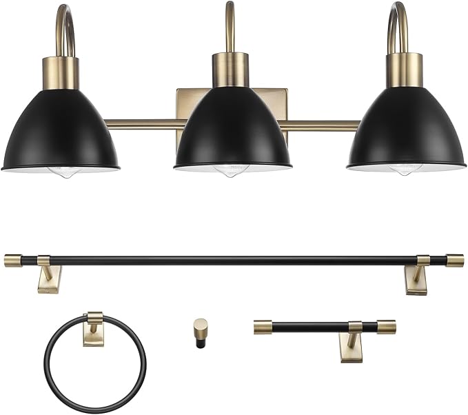 GLOBE Electric 63000058 5-Piece All-in-One Bathroom Accessory Set, Brass & Black by GlobeElectric