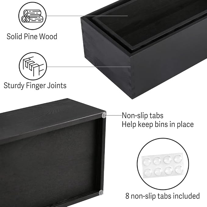 LotFancy Bathroom Decor Box, 2 Pack Wooden Toilet Paper Holder, Farmhouse - Image 3