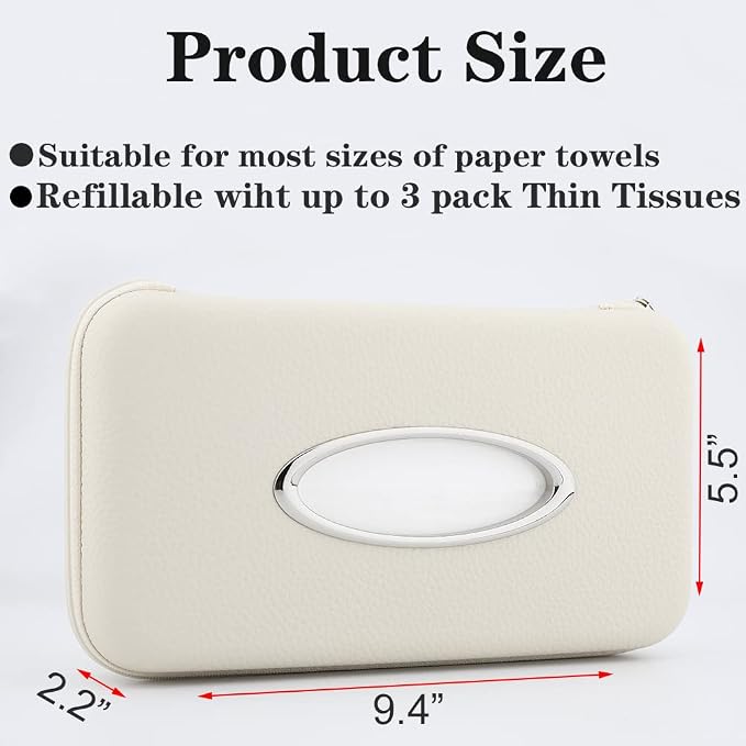 Car Tissue Holder, Sun Visor Tissue Holder, Zipper Car Visor Napkin Holder - Image 3