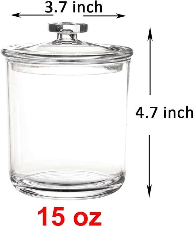 Youngever 2 Pack 15 Ounce Clear Plastic Apothecary Jars, Qtip Holder, Cotton - Image 3