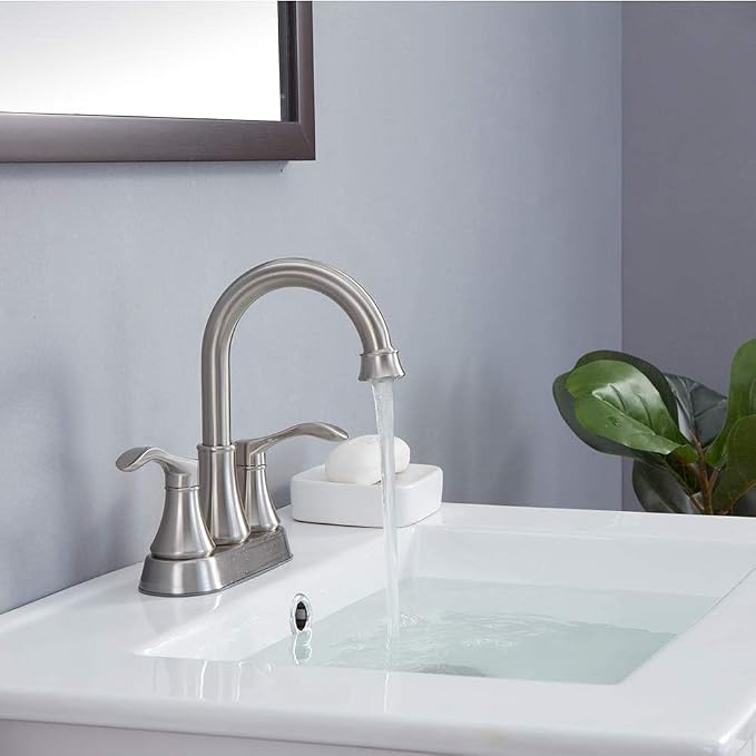 Brushed Nickel Bathroom Sink Faucets, 360° Swivel High-Arc Spout 2-Handle 4 - Image 5