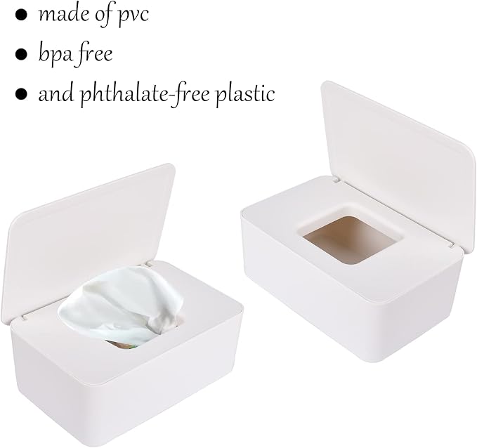 Cuayaes White Tissue Box Cover, Refillable Baby Wipes Dispenser - Image 7