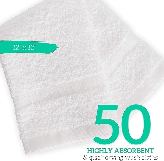 GREEN LIFESTYLE Bulk Washcloths 12x12 50 Pack - Image 3