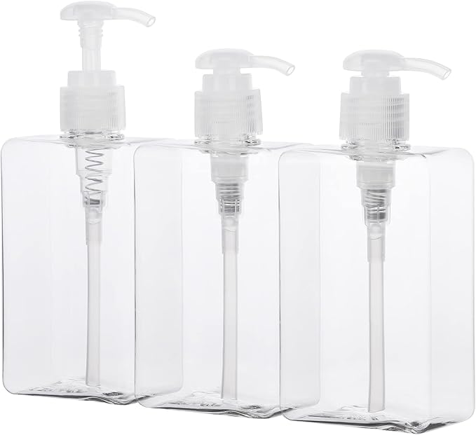 Suream Refillable Shampoo and Conditioner Bottles, 9.5oz/280ml Clear Plastic by Suream