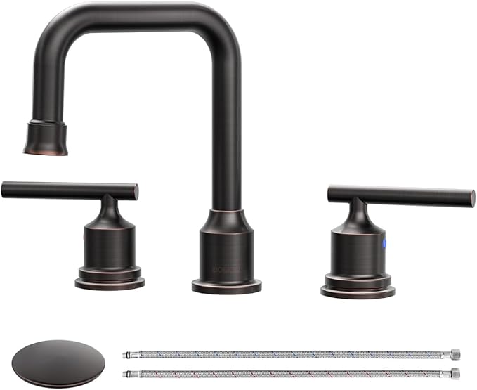 WOWOW Oil Rubbed Bronze Bathroom Faucet Widespread Bathroom Sink Faucet 3 Holes by WOWOW