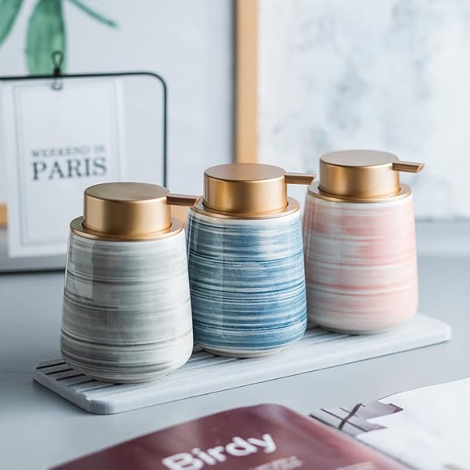 Modern Striped Style Gold Soap Dispenser - Image 5