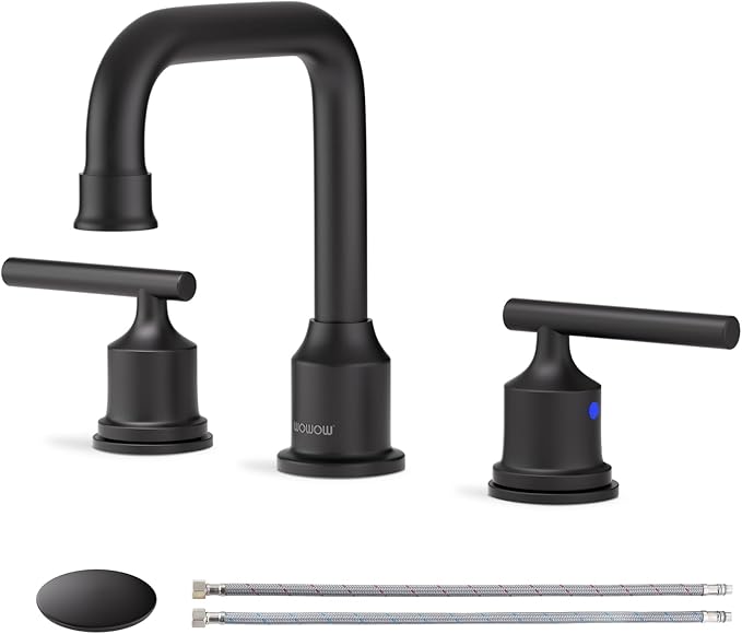 Black Bathroom Faucet 3 Holes, WOWOW Widepread Bathroom Sink Faucets 2 Handle by WOWOW