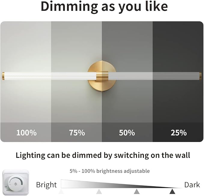 Glod Wall Sconces Set of 2 Hardwired, Dimmable 5CCT LED Bathroom Light Fixtures - Image 9