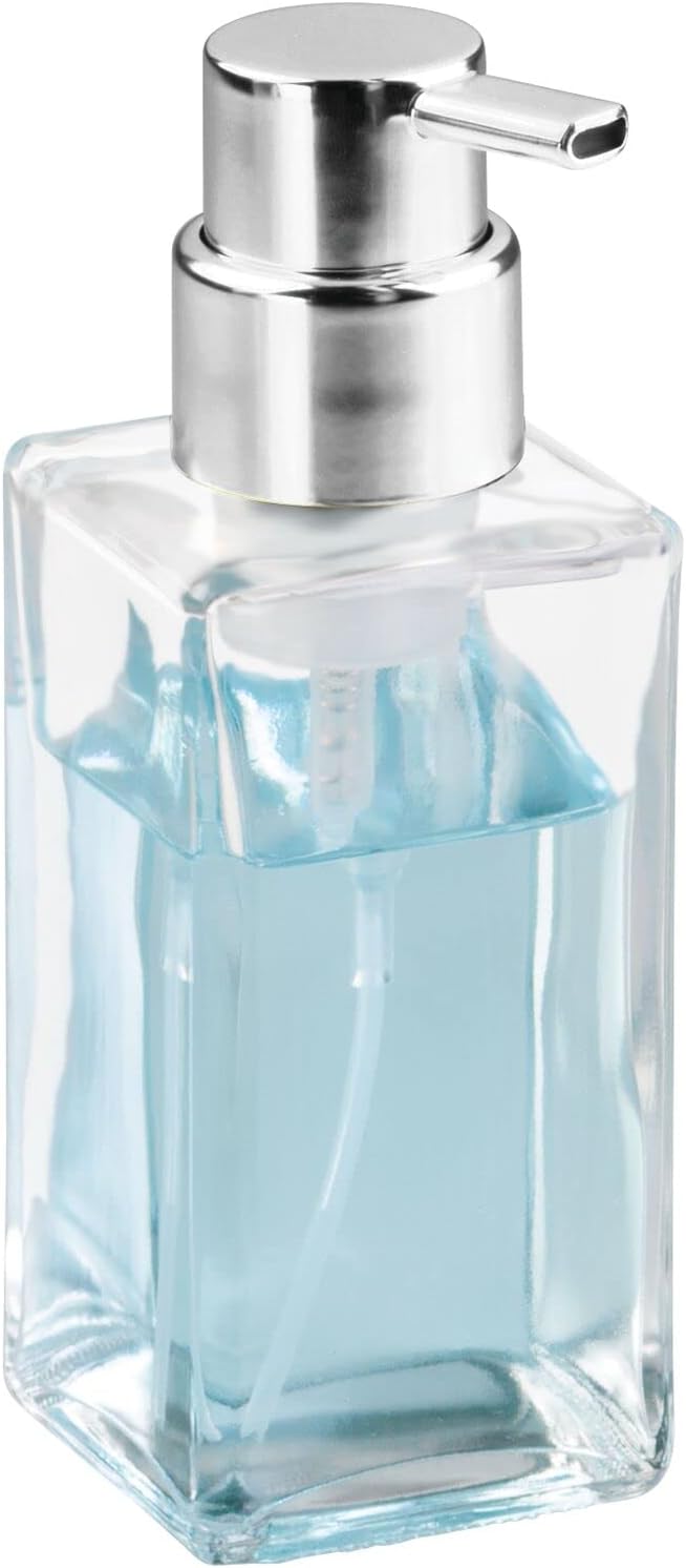 mDesign Glass Refillable Foaming Hand Soap Dispenser Modern Square Pump Bottle - Image 7