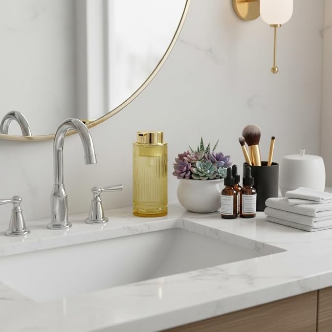 14 Oz Foaming Soap Dispenser, Amber Glass Soap Dispenser, Refillable Foam Pump - Image 3