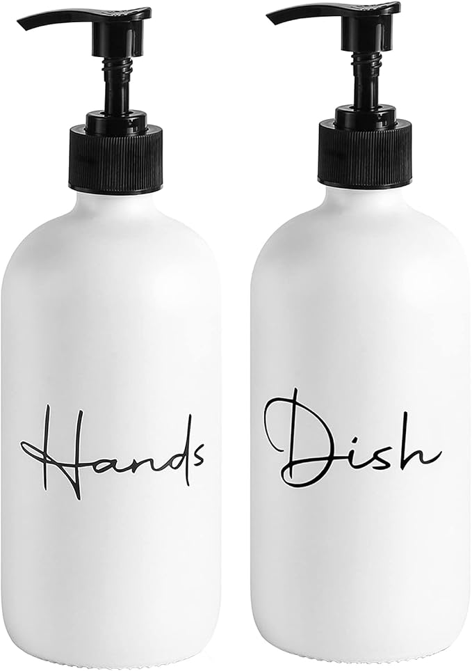 17 oz Hand Soap Dispenser Glass Liquid Dish Soap Bottles, Refillable Empty by UUJOLY