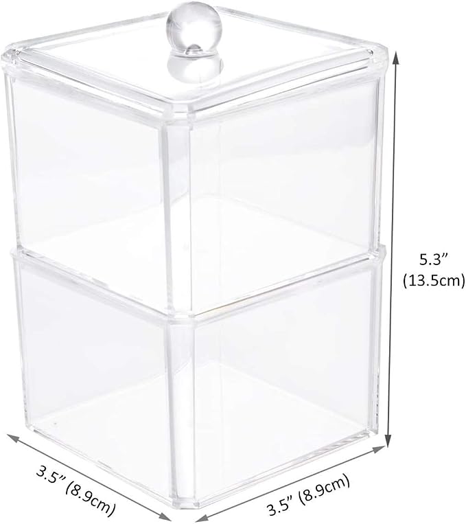 Square Acrylic Cotton Ball Pads Gauze Swab Holder Organizer Q-tip Dispenser - Image 2