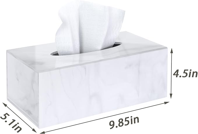 SILUT Tissue Box Cover Rectangle, Marble Texture Tissue Box Holder, Decorative - Image 8