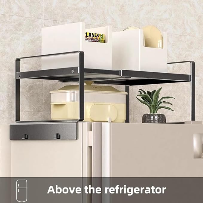 Adjustable Fridge Top Storage Rack, 20.8"-36.6" Expandable Organizer Shelf - Image 5