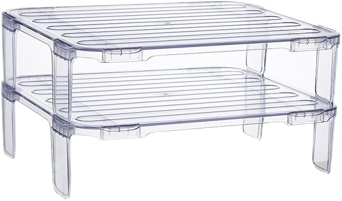 2pcs stacking shelf freezer rack Kitchen Storage Rack foldable cabinet shelf by SHOWERORO