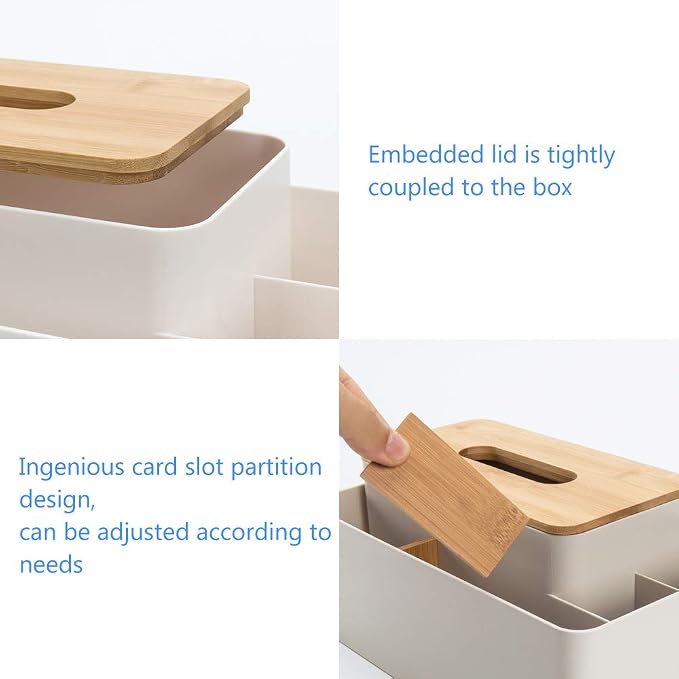 Poeland Multifunction Tissue Box Rectangular Facial Tissue Holder Dispenser - Image 7