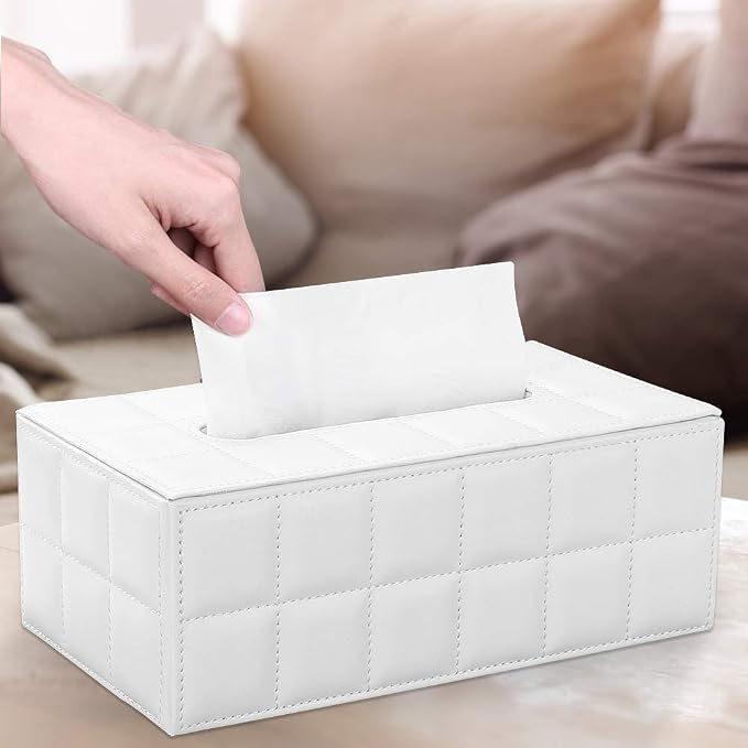 KINGFOM Rectangular Tissue Box Cover, Imitation Suede PU Leather Tissue Box - Image 7