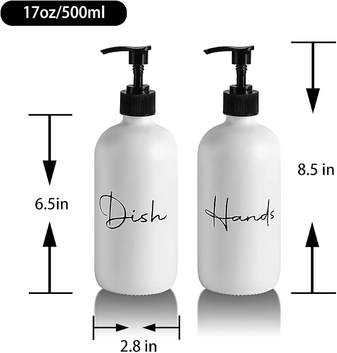 17 oz Hand Soap Dispenser Glass Liquid Dish Soap Bottles, Refillable Empty - Image 6