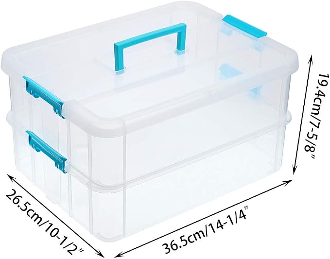 BTSKY 2 Layer Stack & Carry Box, Plastic Multipurpose Portable Storage - Image 3