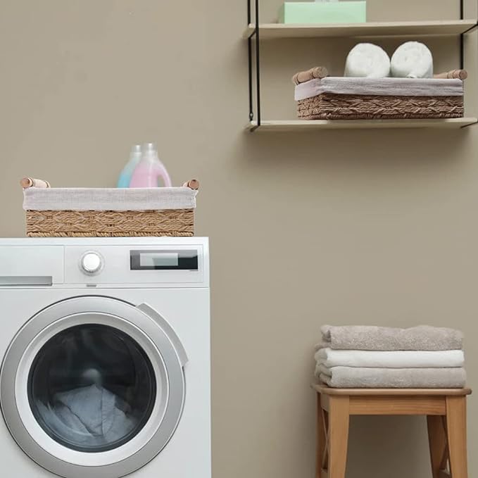 Round Paper Rope Storage Basket, Wicker Baskets - Image 2