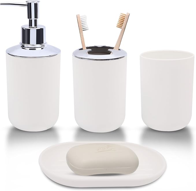 4 Piece Bathroom Accessories Set, Plastic Bathroom Accessory Set, Toothbrush by LGURT