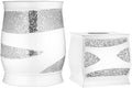 Zahari Home 2pc Sinatra White Modern Bath Accessories Set Waste Basket & Tissue by ZahariHome