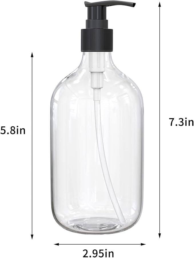 17 Ounce Clear Plastic Pump Bottle Dispenser, Refillable Empty Bottle Container - Image 2