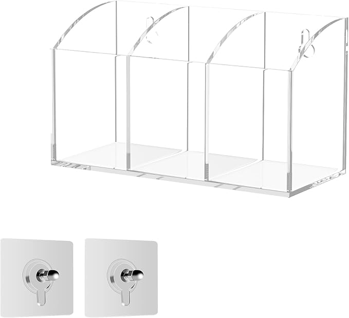 Acrylic Pen Holder Box 3 Compartments, Acrylic Organizer Holder by HEXSONHOMA