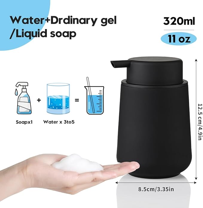 Matte Black Foaming Hand Soap Dispenser Plastic 11 oz - Image 4