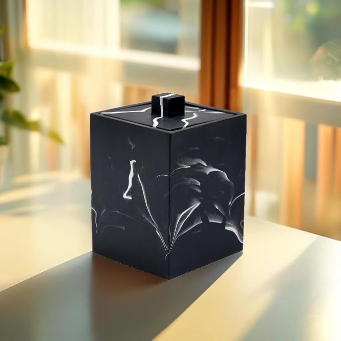 Cotton Swab Canister with Lid, Resin Bathroom Containers Canister Cotton Ball - Image 5