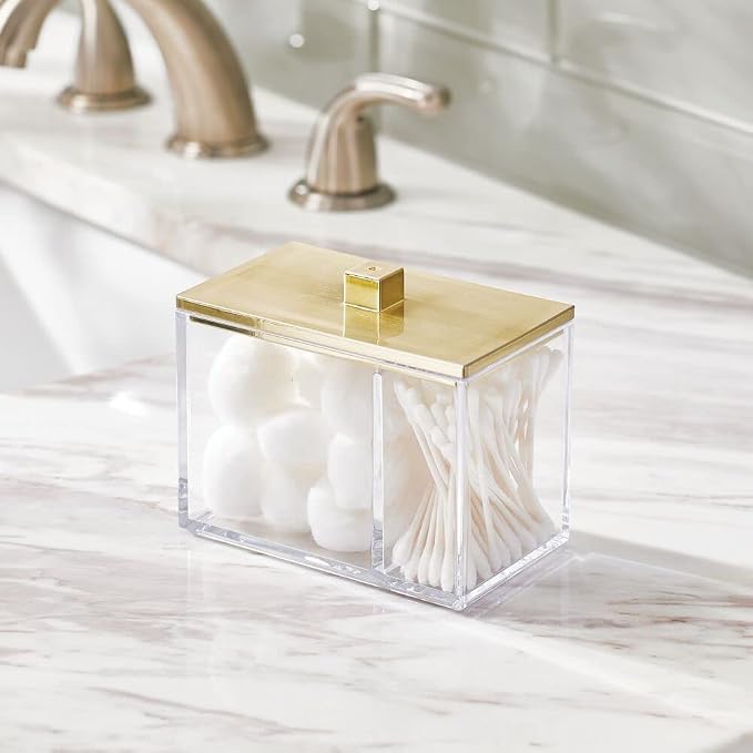 mDesign Modern Square Bathroom Vanity Countertop Storage Organizer Canister Jar - Image 2