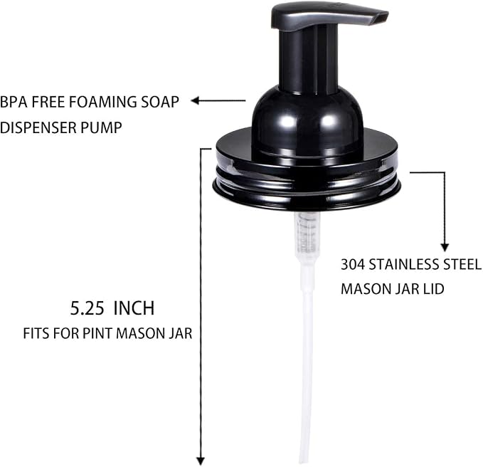 Amolliar Mason Jar Foaming Soap Dispenser Pump, Plastic Foam Soap Pump - Image 2