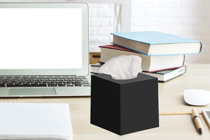 2 Pack Black Tissue Box Cover – Square Tissue Box Holder - Image 8