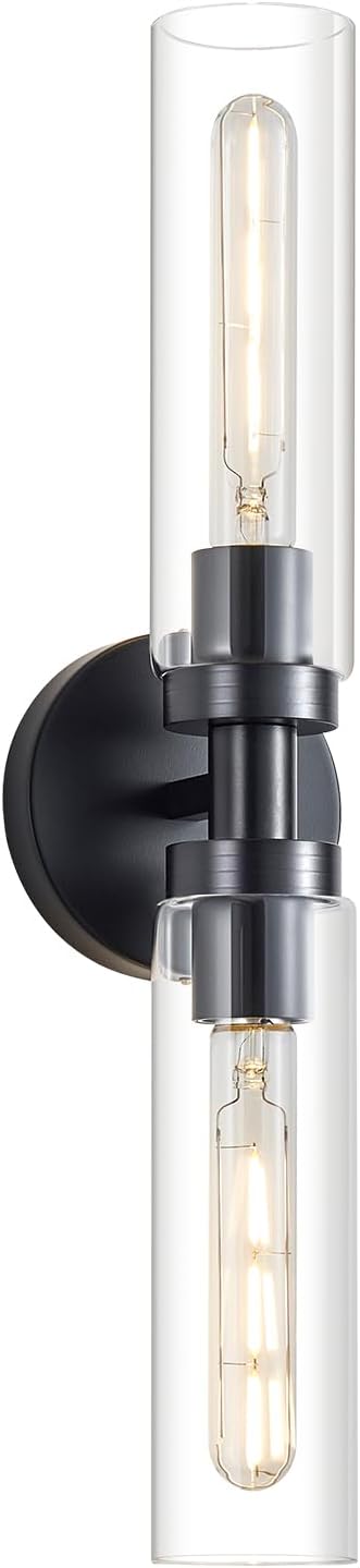 2-Light Black Bathroom Light Fixtures Over Mirror Modern Farmhouse Vanity Light by lanhall