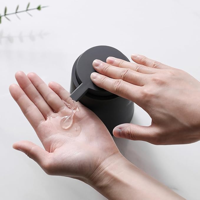 Matte Gray Liquid Hand Soap Dispenser Plastic 11 oz - Image 4