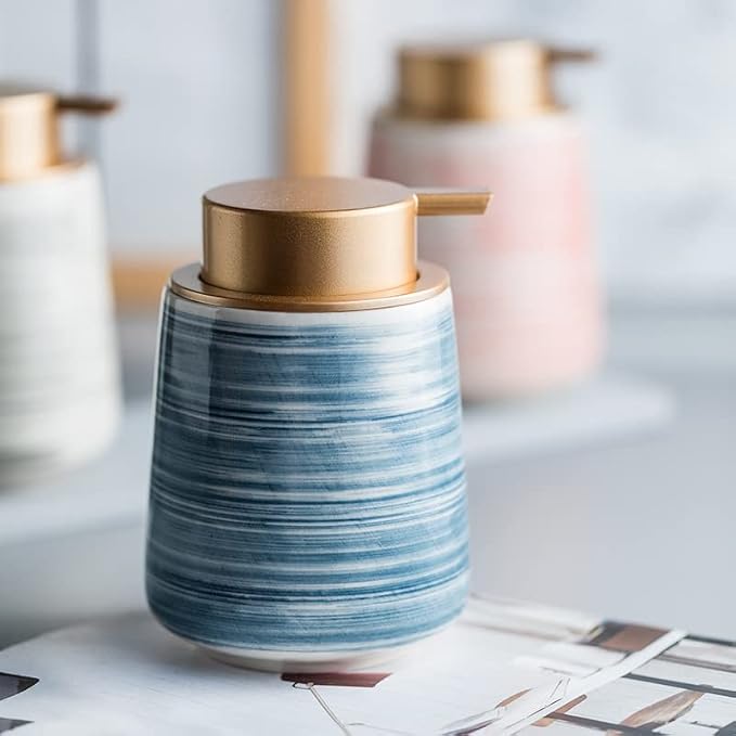 Modern Striped Style Gold Soap Dispenser - Image 5
