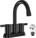 Phiestina 4 Inch 2 Handle Centerset Matte Black Lead-Free Modern Bathroom Faucet by Phiestina
