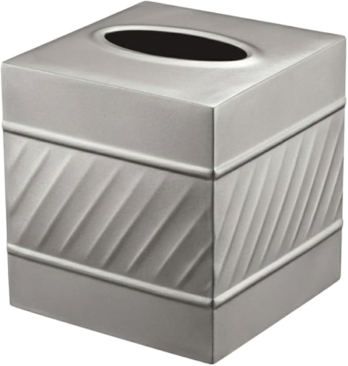 Monarch Abode Tissue Box Cover Square – Handcrafted Wave Embossed Pewter Metal by MonarchAbode