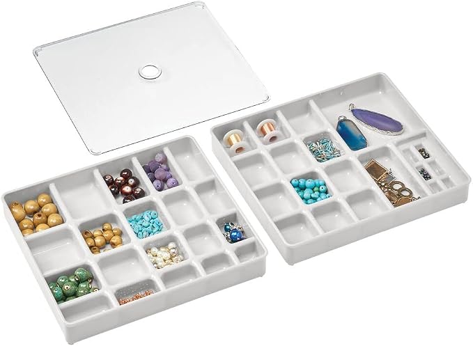 mDesign Stackable Plastic Storage Jewelry Box - Image 7