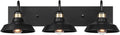 Globe Electric 63000199 24" 3-Light Vanity Light, Matte Black, Brass Accents by GlobeElectric