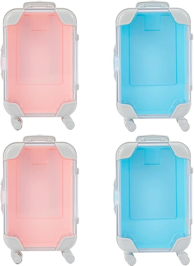 4Pcs 2 Colours Mini Suitcase Party Favor Gift Box Plastic Mini Luggage Empty by SOFPLATE