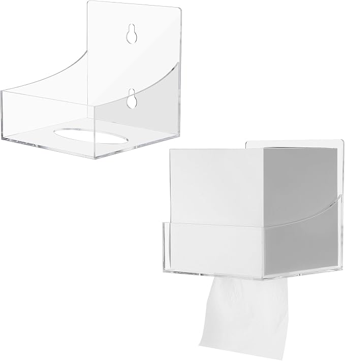 Geelin 2 Pcs Tissue Box Holder Wall Mount Acrylic Dispenses Tissue Box Shelf by Geelin