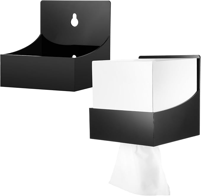 Geelin 2 Pcs Tissue Box Holder Wall Mount Acrylic Dispenses Tissue Box Shelf by Geelin
