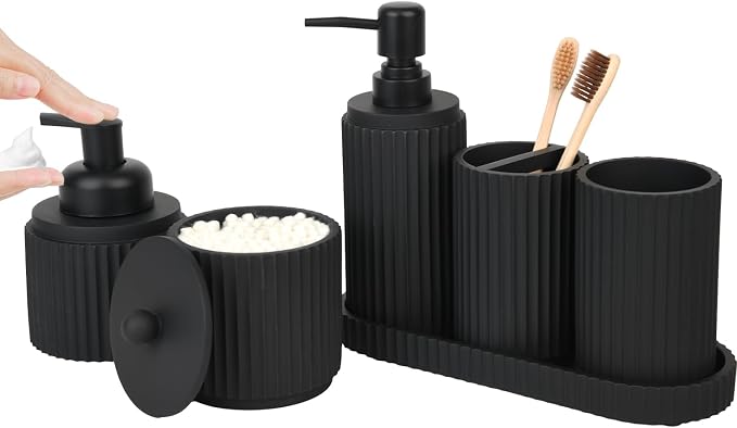 Black Bathroom Accessories Set 6 Pcs by Deobath